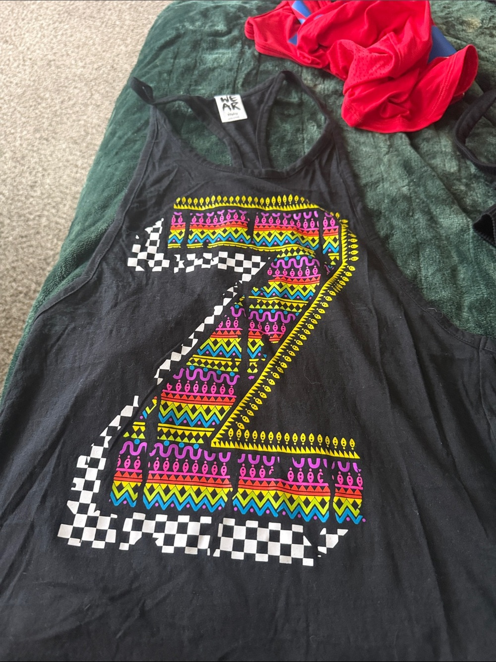 Zumba Fitness Black Tank Top with Neon Multicolor 'Z' Graphic